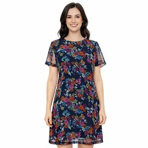 Gab &‎ Kate Floral Shift Dress Navy Multi Size M